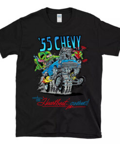 55 chevy the heartbeat continues Black Shirt 1 13398f563c