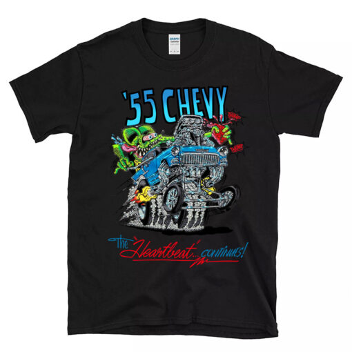 55 chevy the heartbeat continues Black Shirt 1 13398f563c