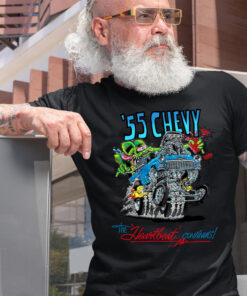 55 chevy the heartbeat continues Black Shirt 2 13399890b4