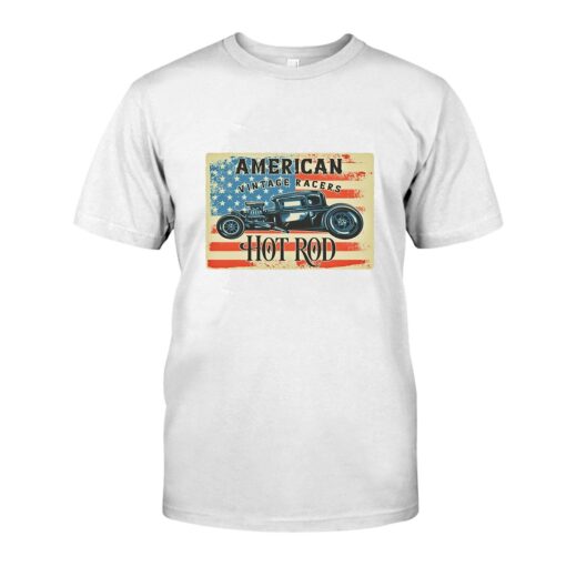 American vintage races hot rod WhiteShirt 1