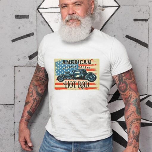 American vintage races hot rod WhiteShirt 2