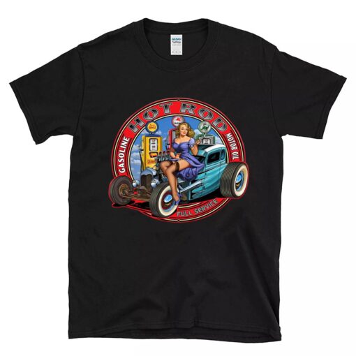Gasline hot rod girl BlackShirt 1