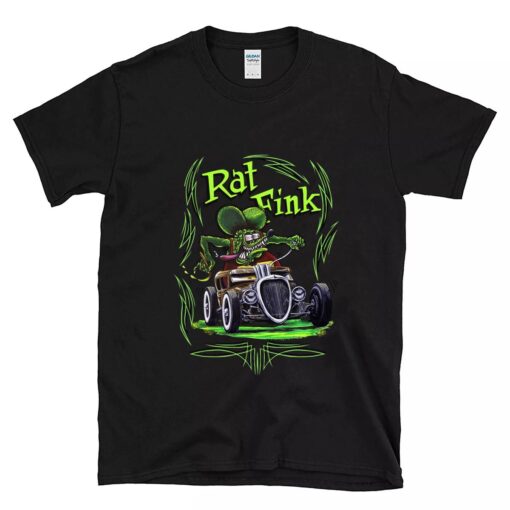 Rat fink with car BlackShirt 1