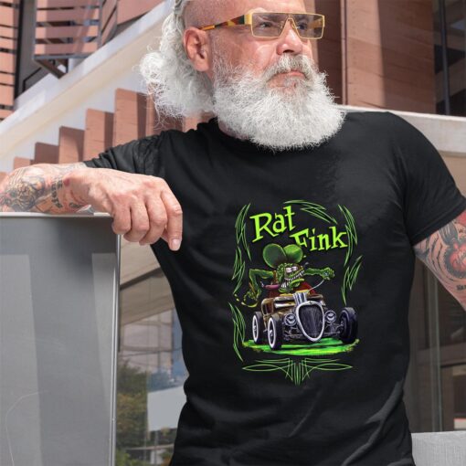 Rat fink with car BlackShirt 2