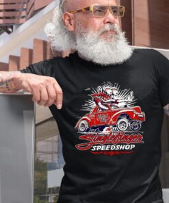 Single Finger Speed shop RAT ROD BlackShirt 2